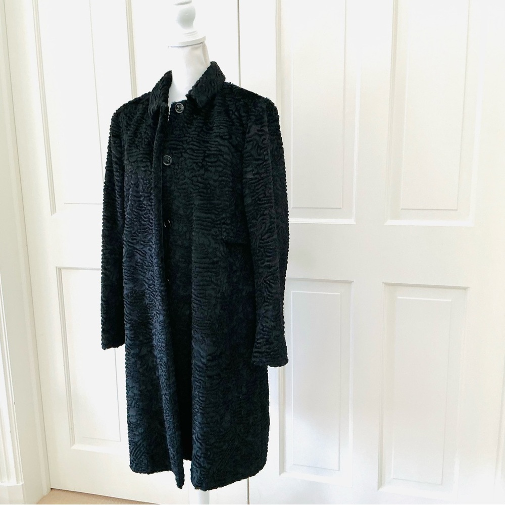 MaxMara 'S black faux lamb fur overcoat 10